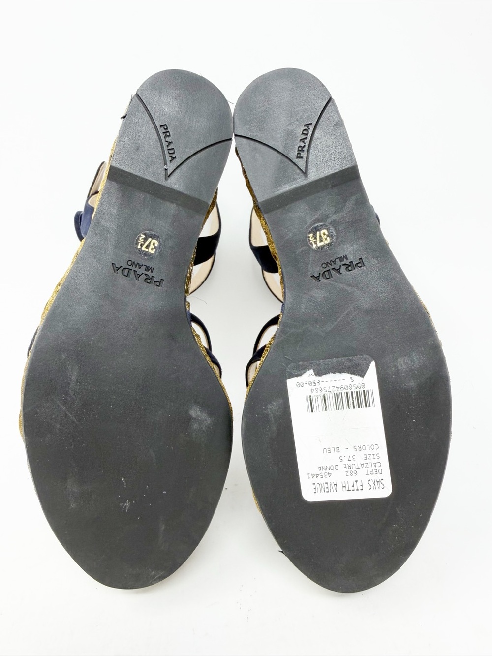 Prada Brocade Platform Wedge Sandals Womens Size EU 37.5 - Picture 11 of 12